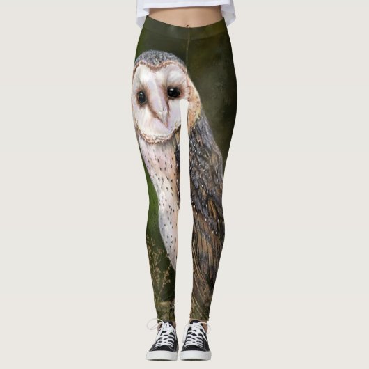 Westerne Barn Owl - Migned Waterverf Painting Art Leggings (Voorkant)