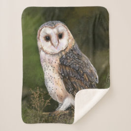 Westerne Barn Owl - Migned Waterverf Painting Art Sherpa Deken