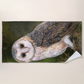 Westerne Barn Owl - Migned Waterverf Painting Art Strandlaken (Voorkant)