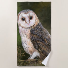 Westerne Barn Owl - Migned Waterverf Painting Art Strandlaken