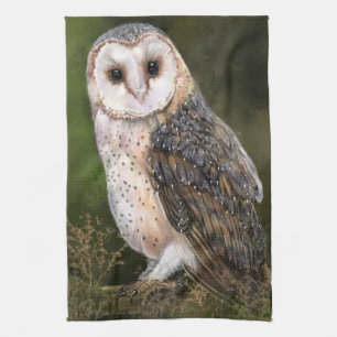 Westerne Barn Owl - Migned Waterverf Painting Art Theedoek