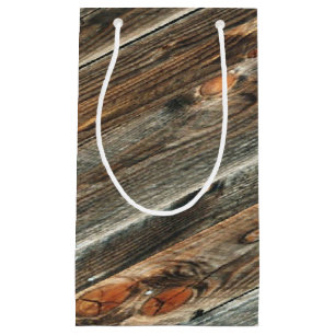 Westerne Barn Wood Print Gift Bag Klein Cadeauzakje