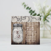 westerne  barnwood lace mason jar bruiloft kaart (Staand voorkant)