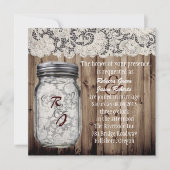 westerne  barnwood lace mason jar bruiloft kaart (Voorkant)