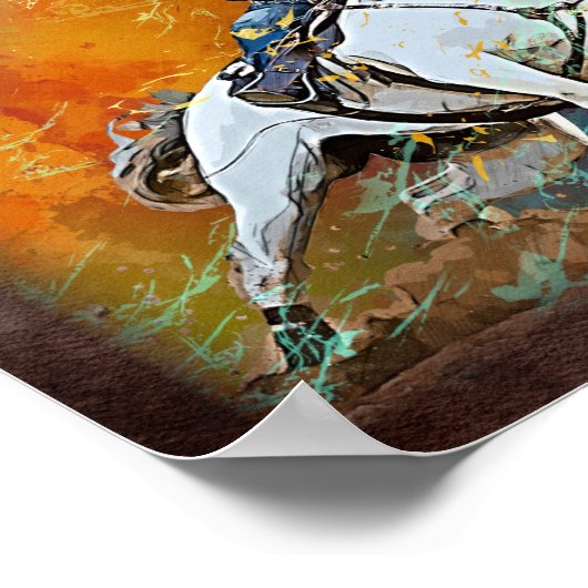 Westerne Barrel Racing Cowgirl Decoupage Print (Hoek)