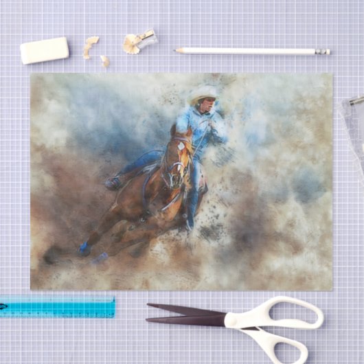 Westerne Barrel Racing Cowgirl Tissuepapier (Craft)