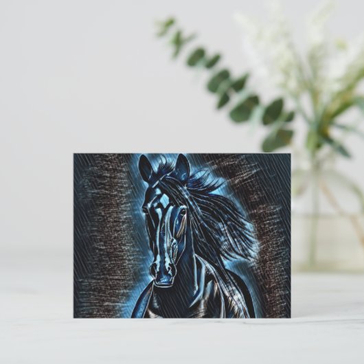 Westerne Beauty Wild Mustang Blue Tones Briefkaart (Staand voorkant)