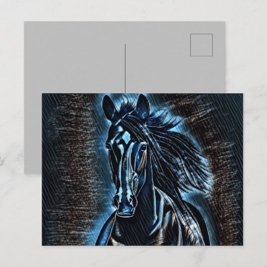 Westerne Beauty Wild Mustang Blue Tones Briefkaart (Voorkant / Achterkant)