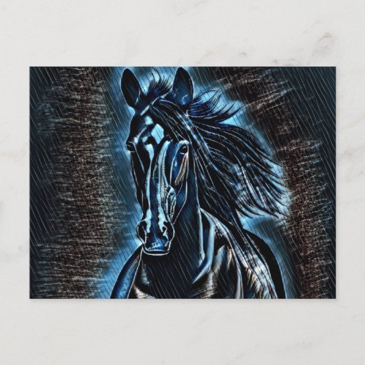 Westerne Beauty Wild Mustang Blue Tones Briefkaart (Voorkant)