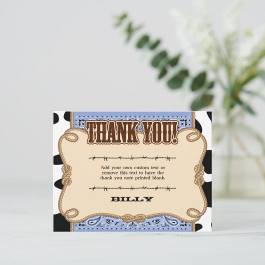 Westerne bedankkaarten briefkaart (Staand voorkant)