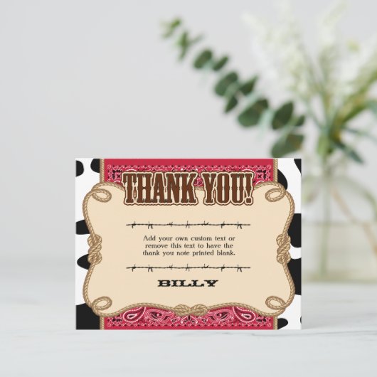 Westerne bedankkaarten briefkaart (Staand voorkant)