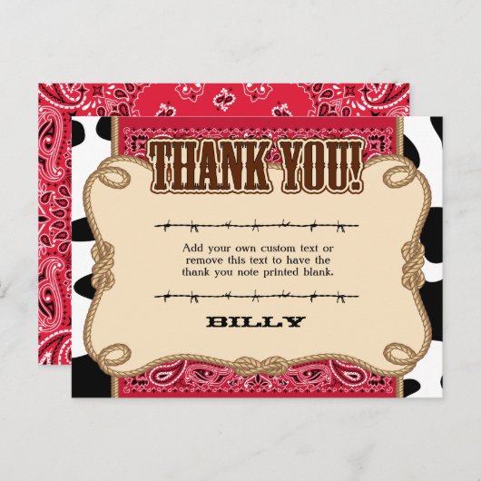 Westerne bedankkaarten briefkaart (Voorkant / Achterkant)