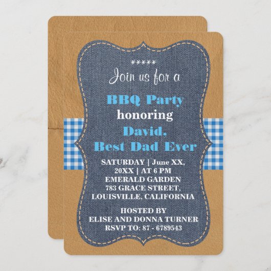 Westerne BESTE DAD OOIT Denim BBQ-PARTIJ Aangepast Kaart (Voorkant / Achterkant)
