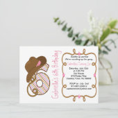 Westerne Big SIx Girl Birthday Uitnodiging (Staand voorkant)