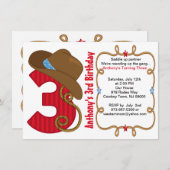 Westerne Big Three Boy Birthday Uitnodiging (Voorkant / Achterkant)