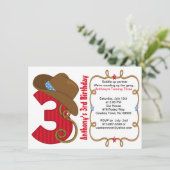 Westerne Big Three Boy Birthday Uitnodiging (Staand voorkant)