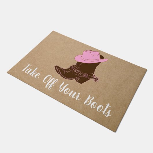 Westerne bijdebots nemen je laarzen af deurmat (Schuin)