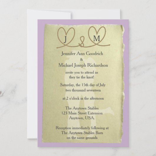 Westerne binding van de knoop kleur bruiloft kaart (Voorkant)