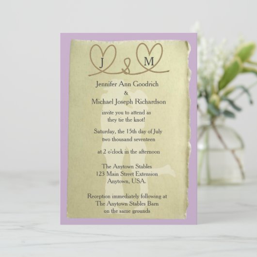 Westerne binding van de knoop kleur bruiloft kaart (Staand voorkant)