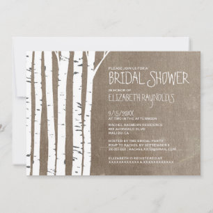 Westerne Birch Tree Bridal Shower-uitvindingen Kaart