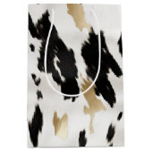 Westerne Black White Glam Gold Koeienhuid Verjaard Medium Cadeauzakje (Voorkant)