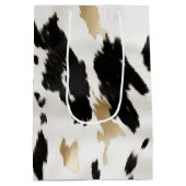 Westerne Black White Glam Gold Koeienhuid Verjaard Medium Cadeauzakje (Achterkant)