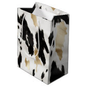 Westerne Black White Glam Gold Koeienhuid Verjaard Medium Cadeauzakje (Achterkant Gekanteld)