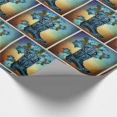 Westerne blauwe cowboy met Rozen op zonsondergang Cadeaupapier (Hoek)