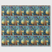 Westerne blauwe cowboy met Rozen op zonsondergang Cadeaupapier (Vlak)