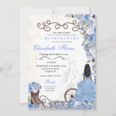 Westerne Blauwe Prinses Floral Charra Quinceañera Kaart (Voorkant)