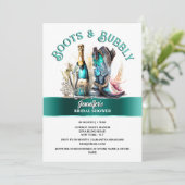 Westerne blauwgroen cowboylaars bubbelzomer kaart (Staand voorkant)