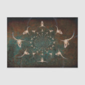 Westerne  Blauwgroen textuur Bull Skull Tissuepapier (Voorkant)