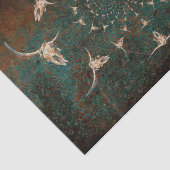 Westerne Blauwgroen textuur Bull Skull Tissuepapier (Detail)