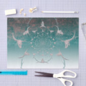 Westerne Blauwgroen witte metalen textuur Bull Sku Tissuepapier (Craft)