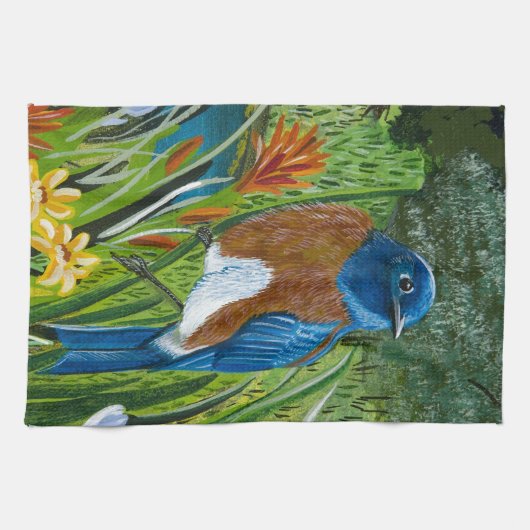 Westerne blauwvogel theedoek (Horizontaal)