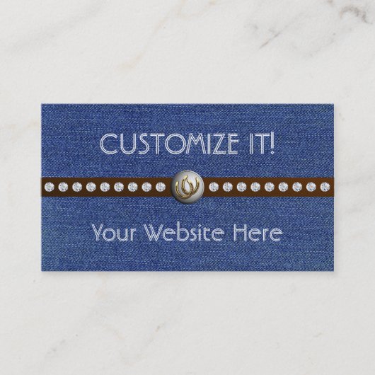 Westerne Bling  Denim Biz-kaarten Visitekaartje (Voorkant)