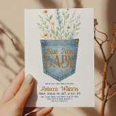 Westerne Bloemen Denim Boy Blue Jean Baby shower Kaart