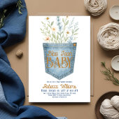 Westerne Bloemen Denim Boy Blue Jean Baby shower Kaart