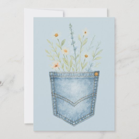 Westerne Bloemen Denim Boy Blue Jean Baby shower Kaart (Achterkant)