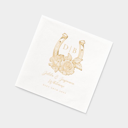 Westerne Bloemen Hoefijzer Custom Wedding Monogram Folie Servetten (Links)