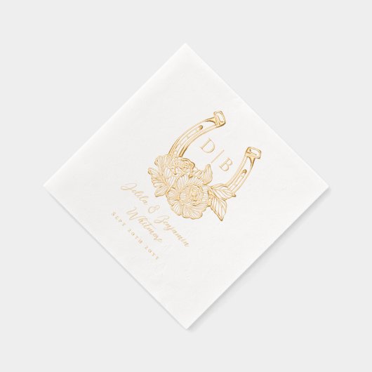 Westerne Bloemen Hoefijzer Custom Wedding Monogram Folie Servetten (Rechts)