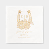 Westerne Bloemen Hoefijzer Custom Wedding Monogram Folie Servetten (Voorkant)