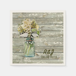 westerne Bloemen Mason Jar Barn Wedding Servetten