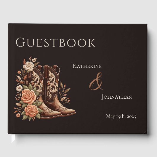 Westerne bloemen met cowboylaarzen gastenboek (Voorkant)