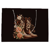 Westerne bloemen met cowboylaarzen groot cadeauzakje (Achterkant)