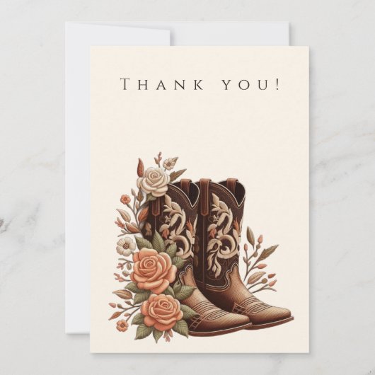 Westerne bloemen met cowboylaarzen kaart (Achterkant)