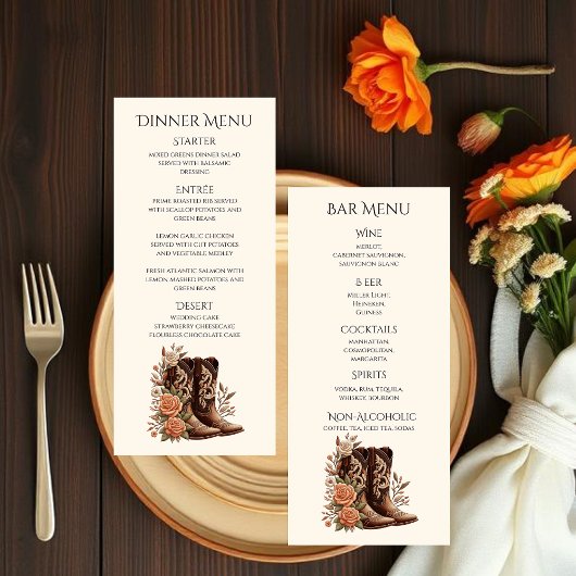 Westerne bloemen met cowboylaarzen menu