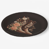 Westerne bloemen met cowboylaarzen papieren bordje (Gekanteld)