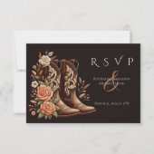 Westerne bloemen met cowboylaarzen RSVP kaartje (Voorkant)