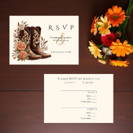 Westerne bloemen met cowboylaarzen RSVP kaartje